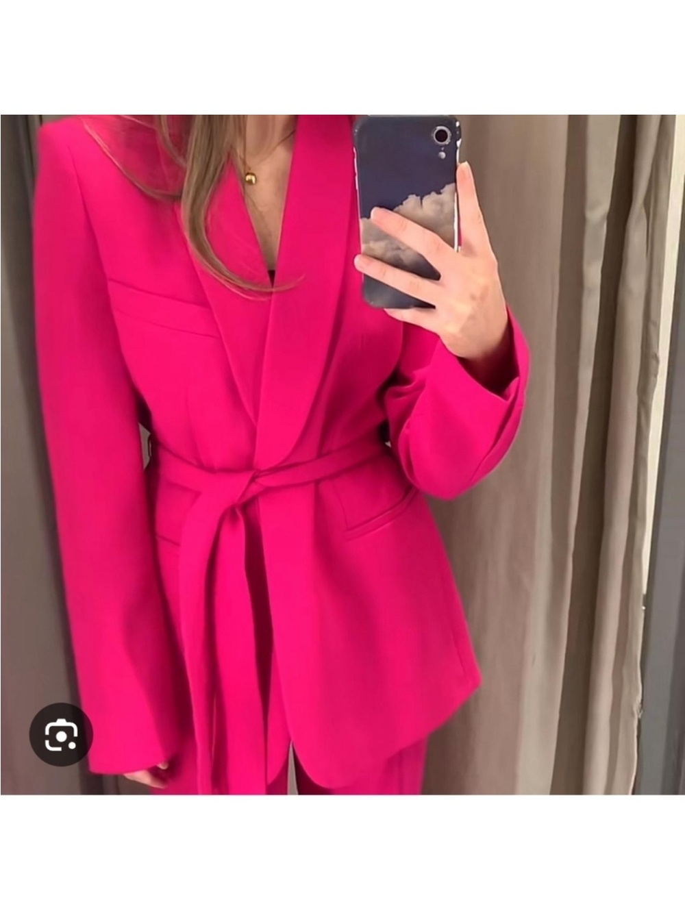 Zara Hot Pink/Fuschia Belted Blazer Jacket